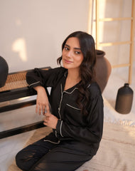 Relaxed Fit Two-Piece Silk Pajama Set for Women