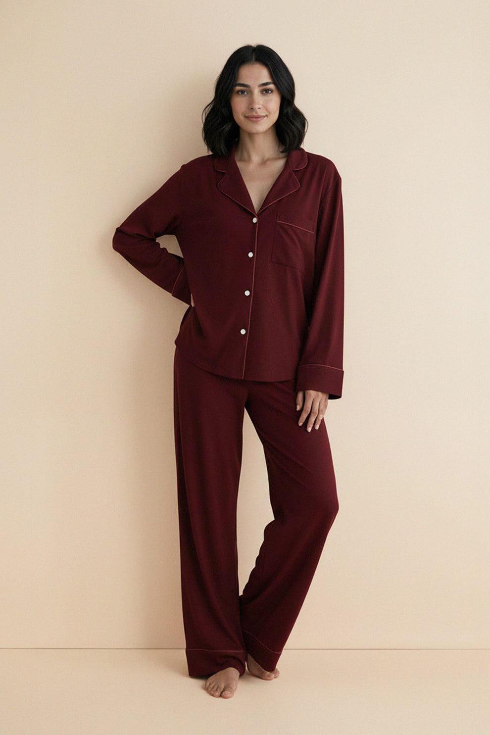 Florea Cloud Pajama Set - Maroon