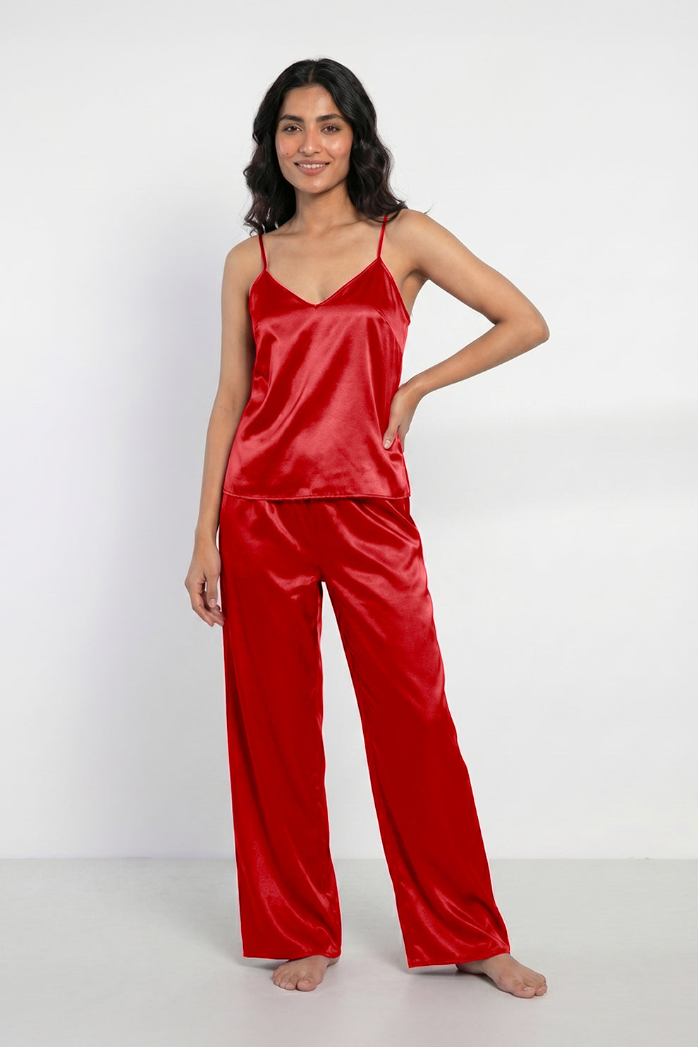 Florea Summer Cami Silk Sleeveless - Red