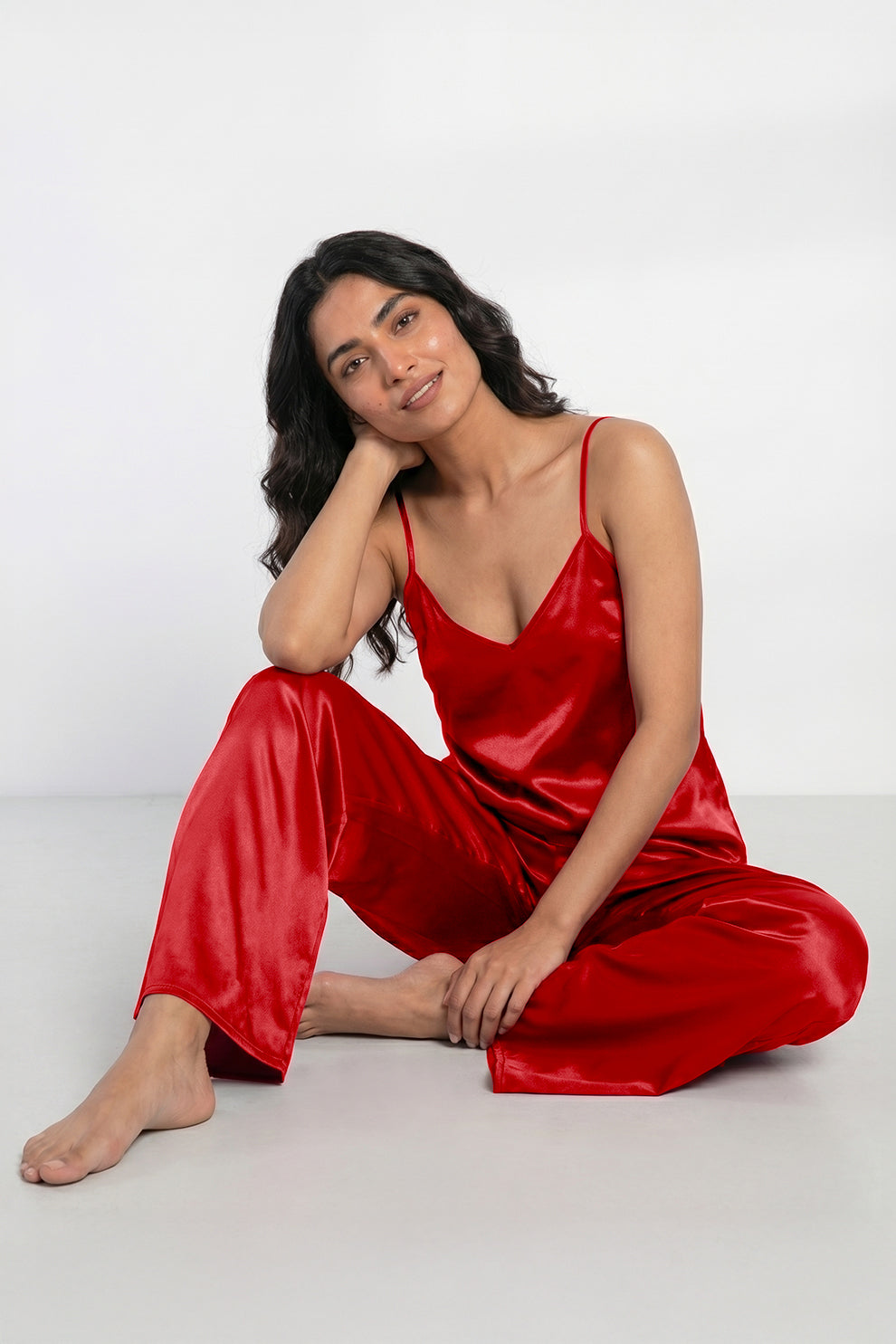 Florea Summer Cami Silk Sleeveless - Red