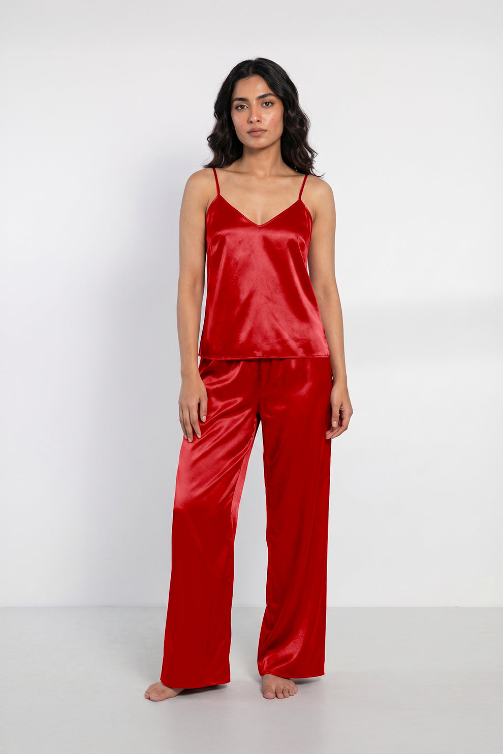 Florea Summer Cami Silk Sleeveless - Red