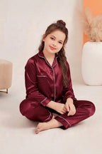 Kids Silk PJ Set - Maroon