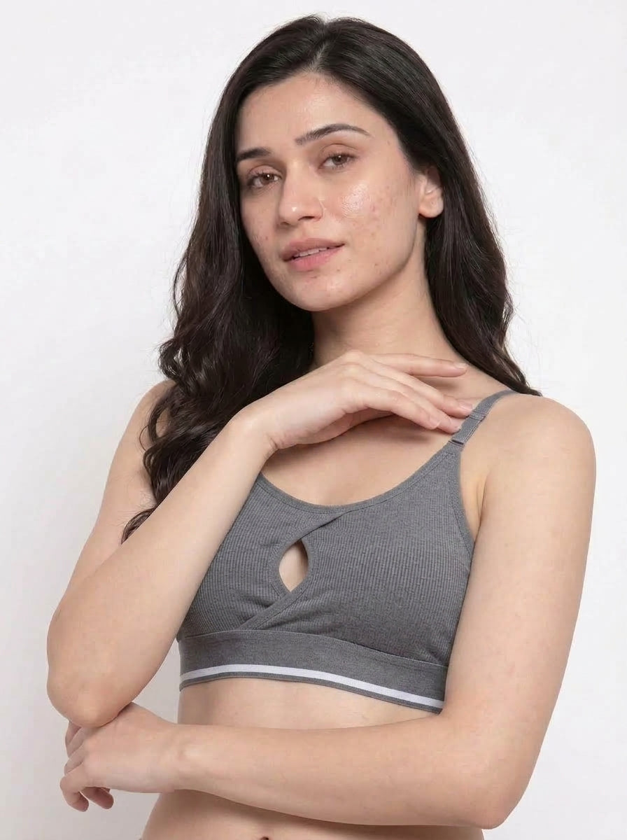Florea - Ribbed Free Size Sports Bra Gray (5822)