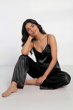 Florea Summer Cami Silk Sleeveless - Black
