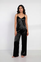 Florea Summer Cami Silk Sleeveless - Black