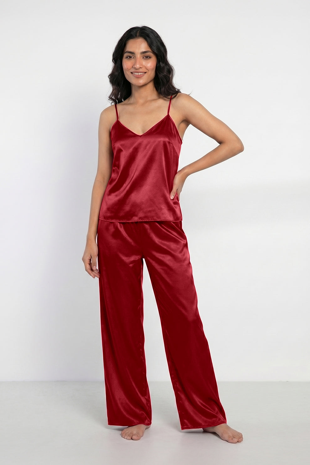 Florea Summer Cami Silk Sleeveless - Maroon