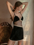 Florea - Velvet Lace Mesh Slip - 12067