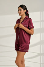 Florea Summer Chill Set With Scrunchie - Maroon