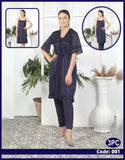 Florea - 3 Pcs Nighty Set With Gown - 001