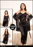 Florea - 5 Pcs Silk Nighty Set With Gown - 125