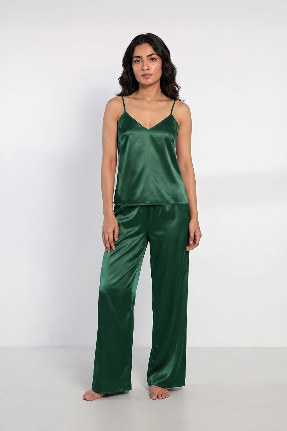 Florea Summer Cami Silk Sleeveless - Green