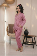 Florea Silk Pajama Set With Scrunchie - Pink