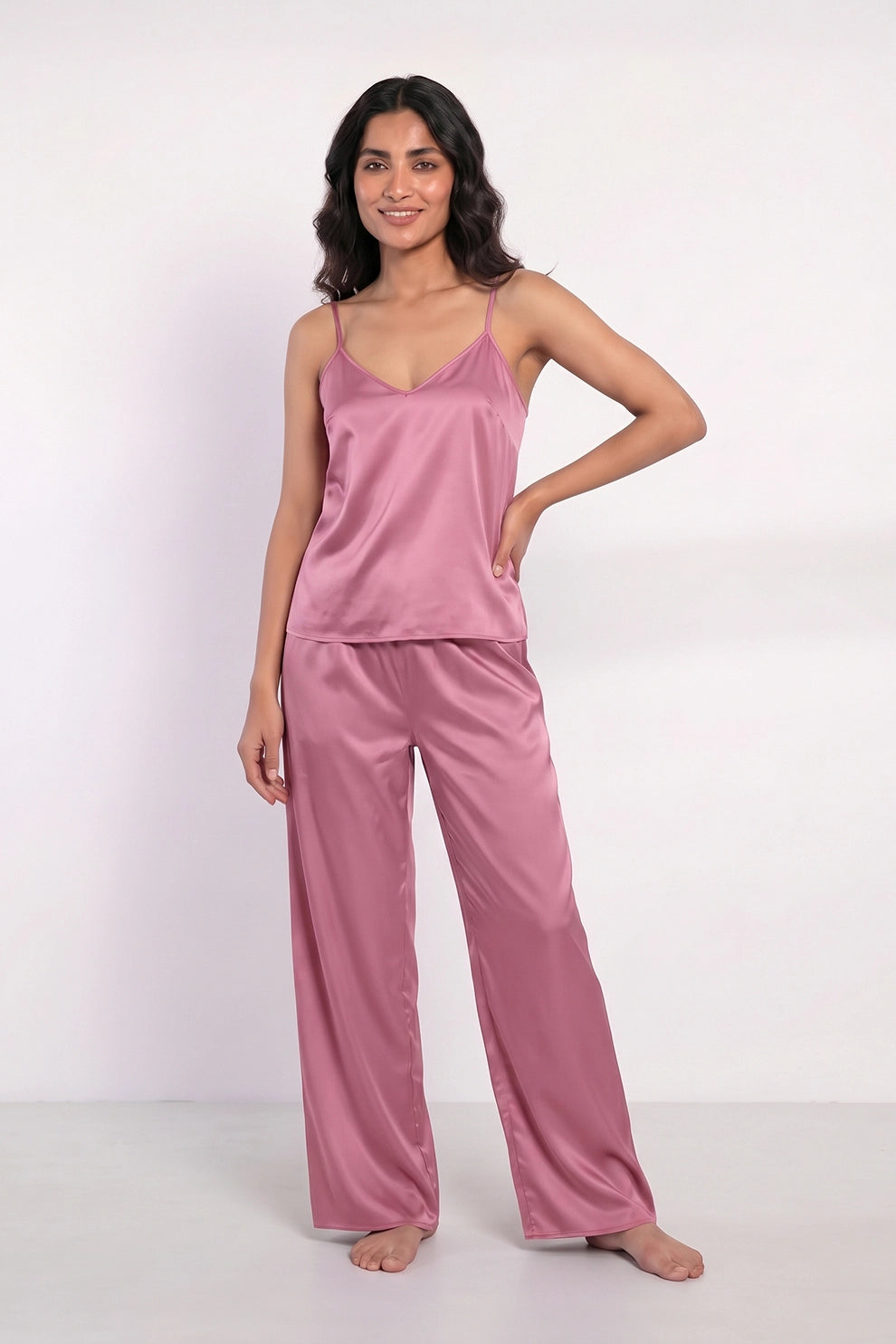 Florea Summer Cami Silk Sleeveless - Pink