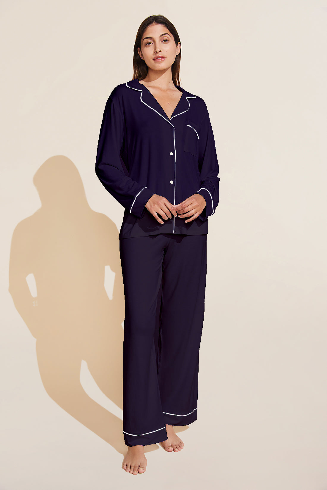 Florea - Solid Boski Linen PJs ~ Navy Blue