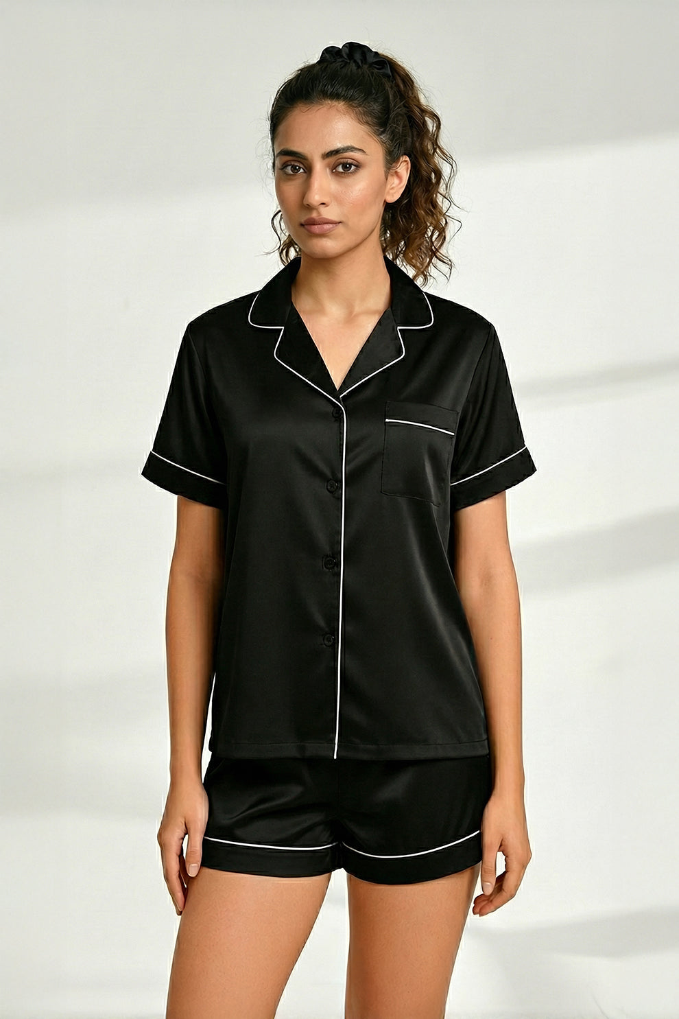 Florea Summer Chill Set With Scrunchie - Black