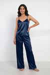 Florea Summer Cami Silk Sleeveless - Navy Blue