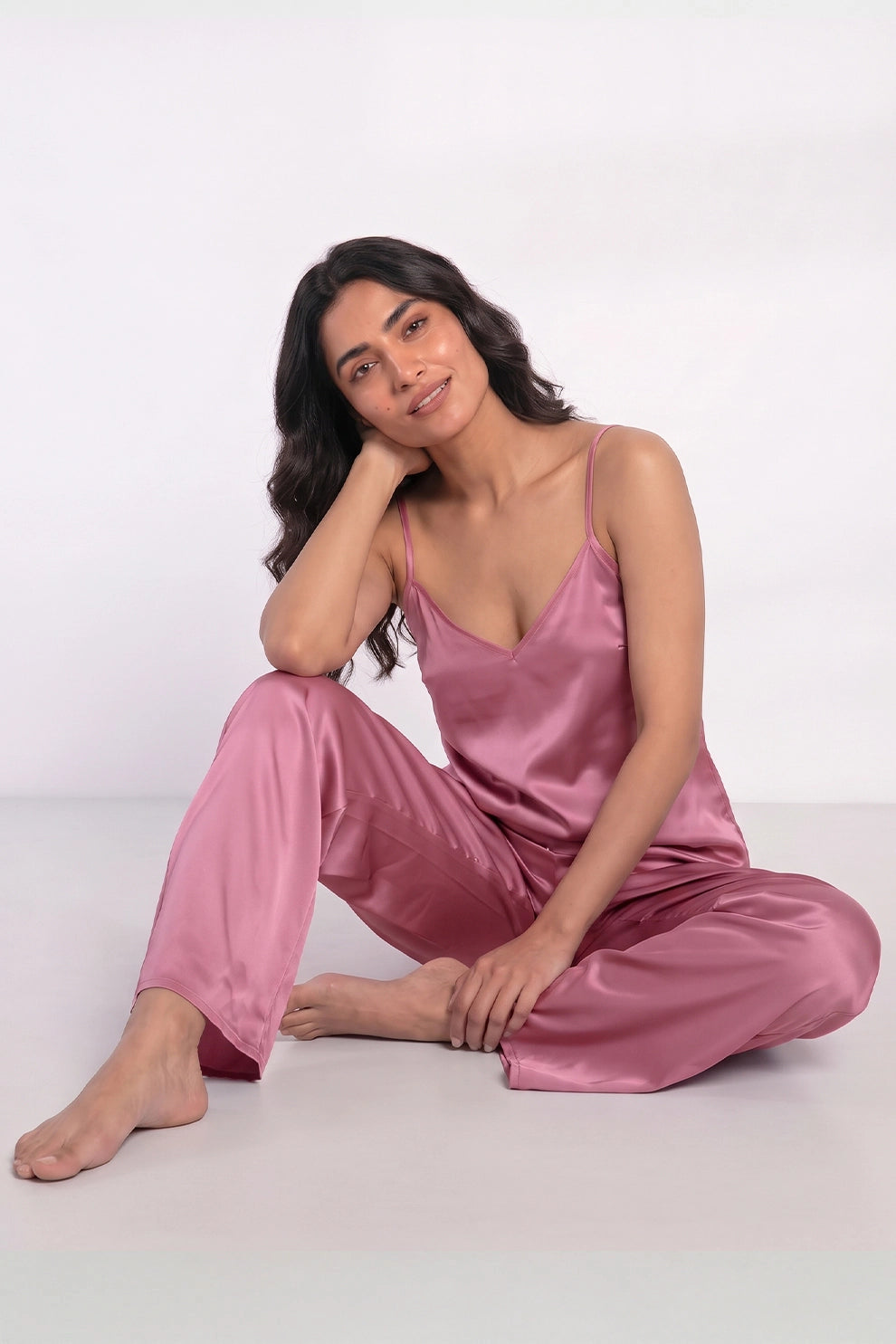 Florea Summer Cami Silk Sleeveless - Pink