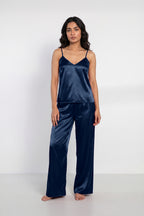 Florea Summer Cami Silk Sleeveless - Navy Blue