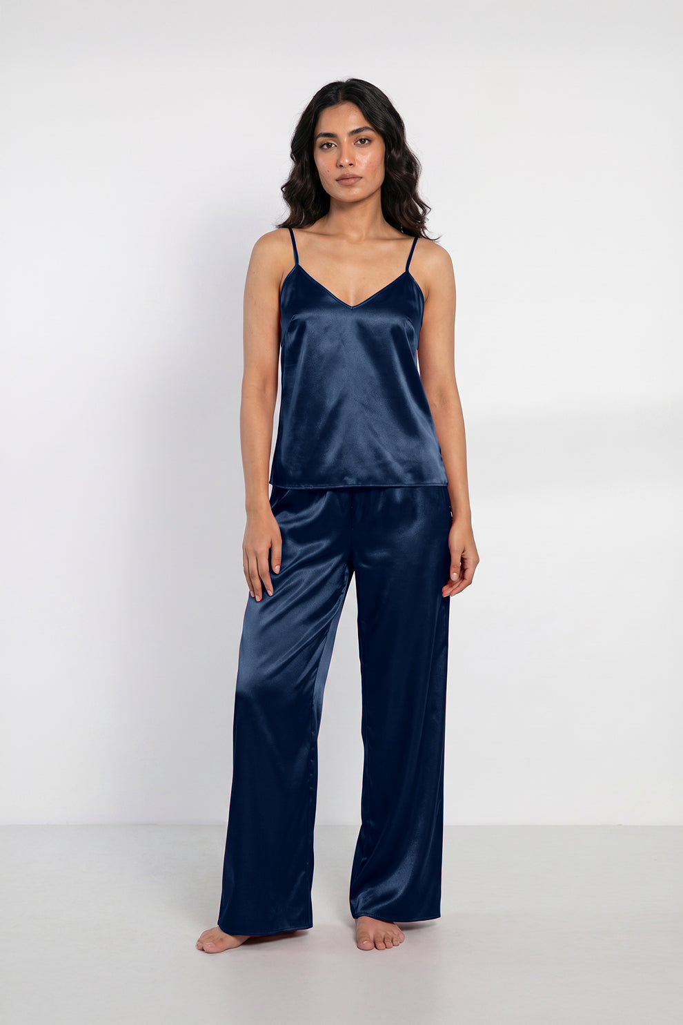 Florea Summer Cami Silk Sleeveless - Navy Blue