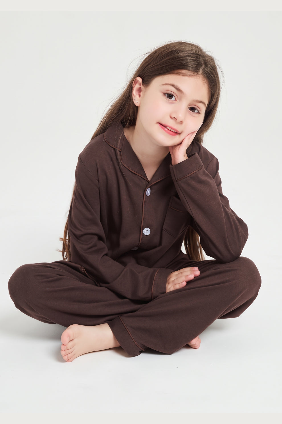 Florea - Kids Comfy Linen PJ Sets - Mocha