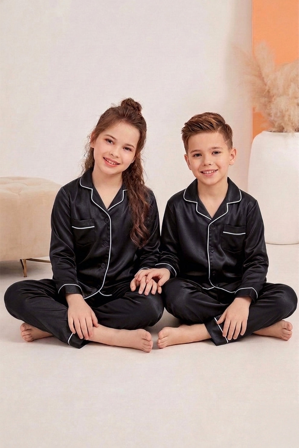 Kids Silk PJ Set - Black