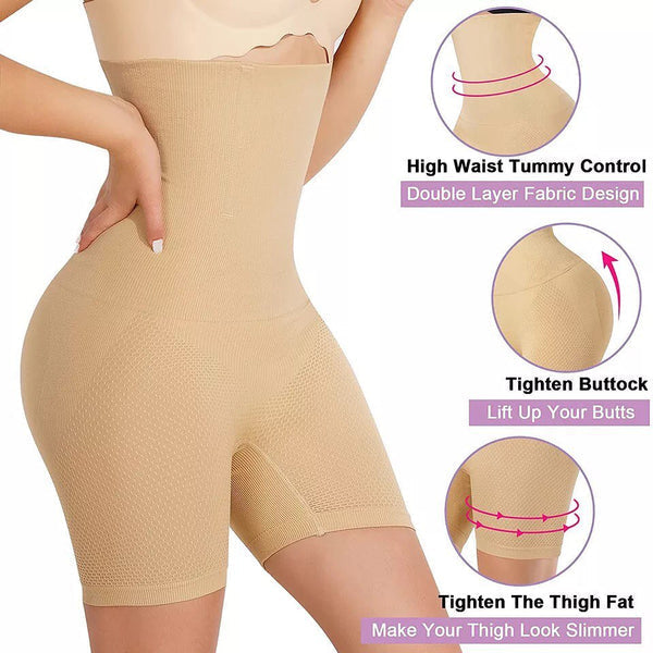Florea -  High Waist Air Flex body shaper - Beige & Black-003