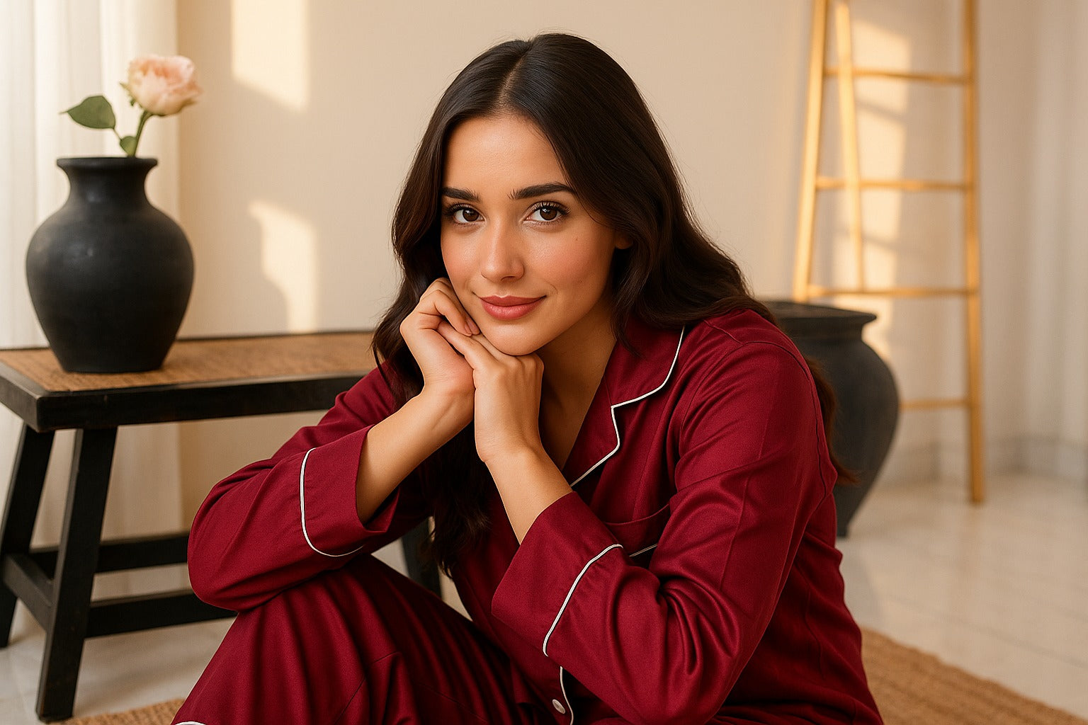 Breathable Two-Piece Silk PJ Set for Comfortable Sleep

