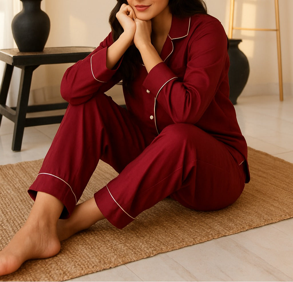 Breathable Two-Piece Silk PJ Set for Comfortable Sleep

