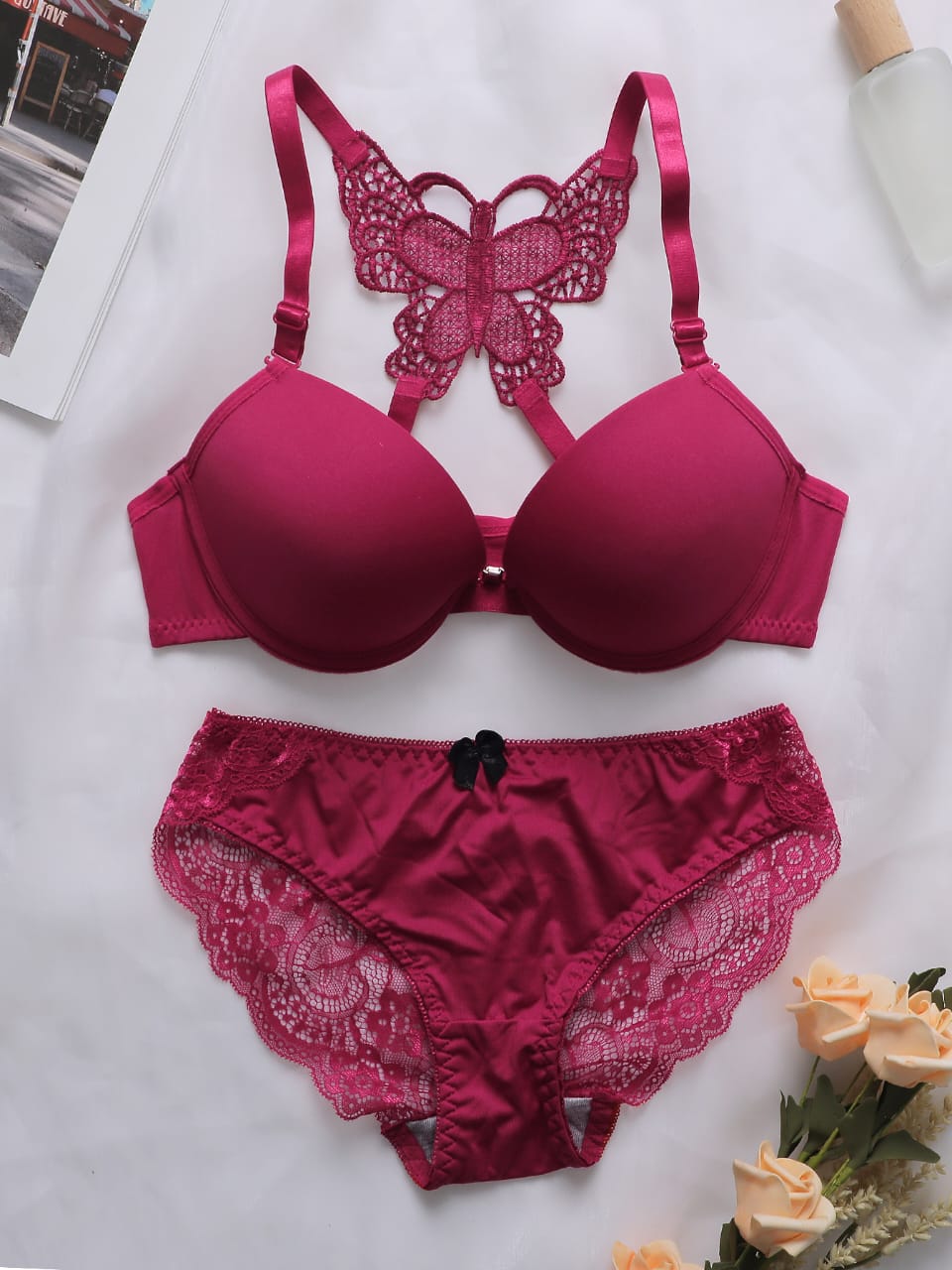 Florea - Butterfly  Front lock Bra panty set
