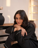 Relaxed Fit Two-Piece Silk Pajama Set for Women

