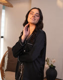 Relaxed Fit Two-Piece Silk Pajama Set for Women

