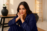 Two-Piece Silk Pajama Set with Relaxed Fit for Ladies