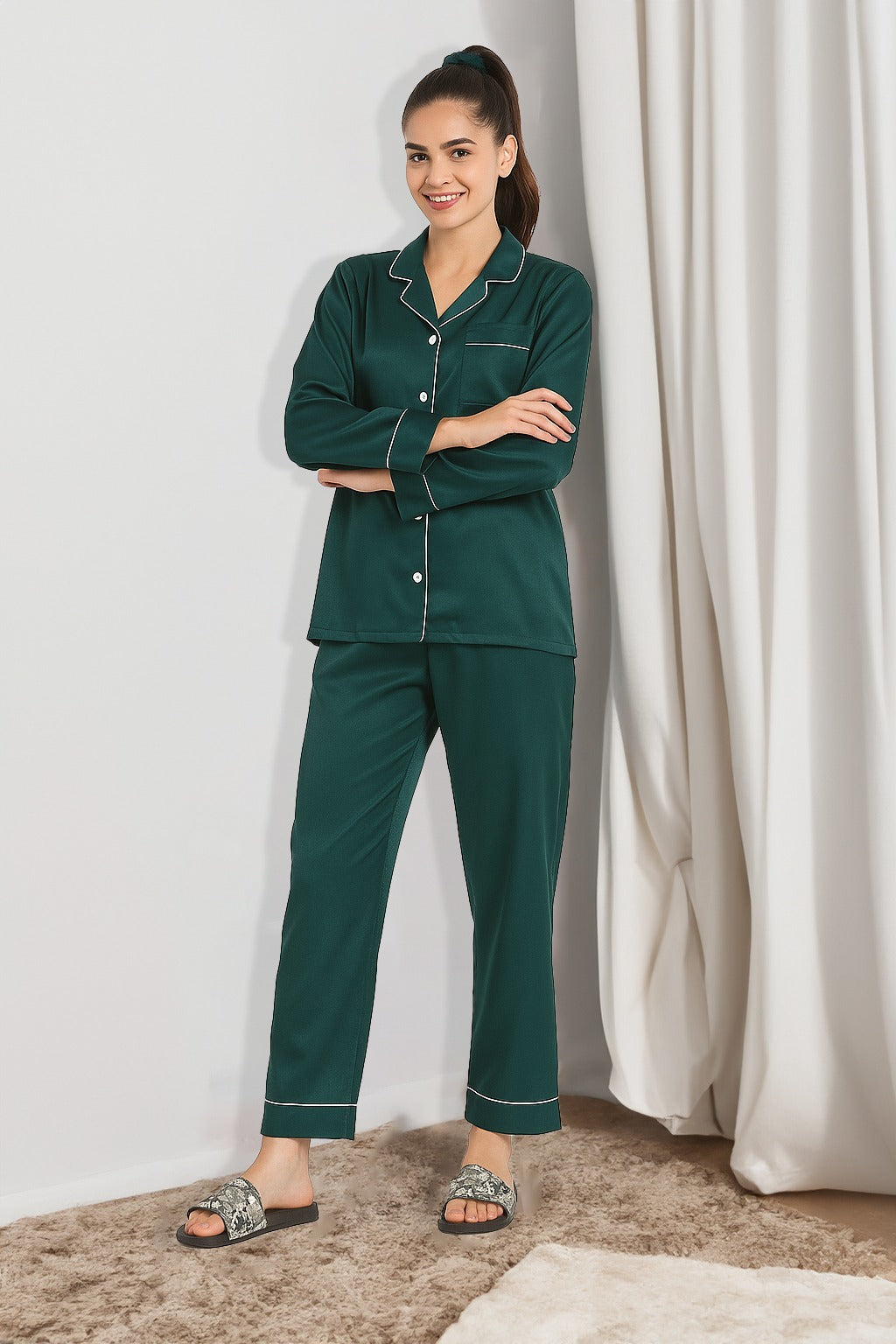 Premium Women’s Silk Pajama Set for Comfortable Sleep in Pakistan

