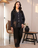 Relaxed Fit Two-Piece Silk Pajama Set for Women

