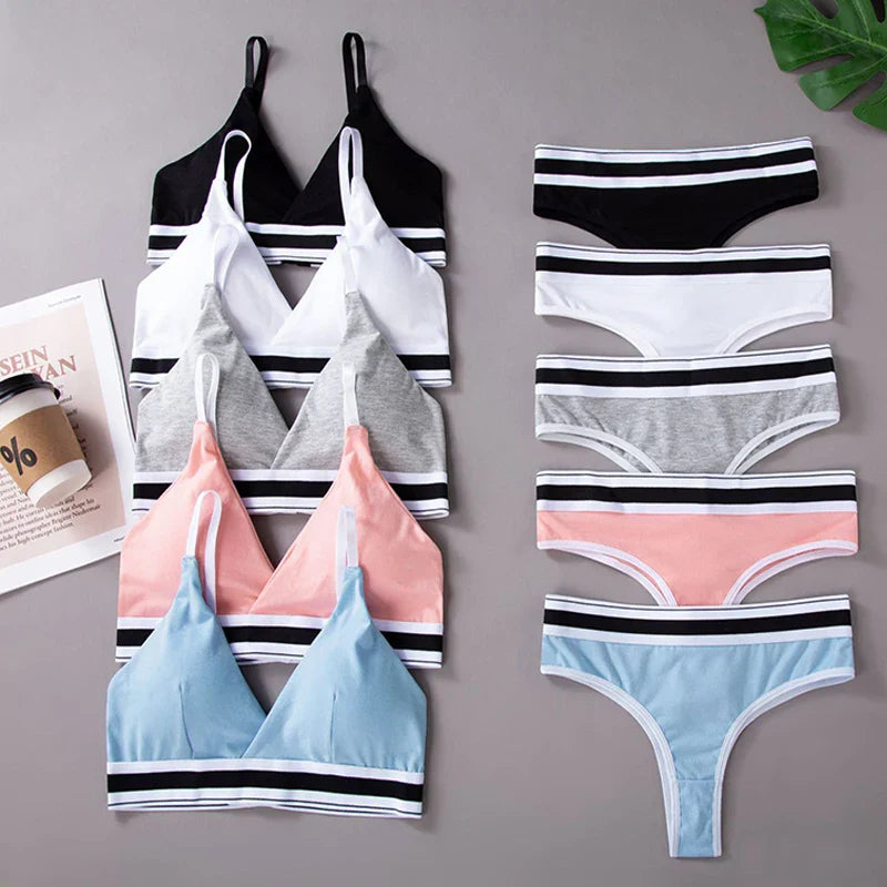 Florea - Seamless Sports Bra and Thong Set Free Size - Grey