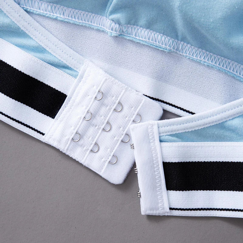 Florea - Seamless Sports Bra and Thong Set Free Size - Blue