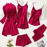Florea | 5pcs LONG SILK NIGHTY SET
